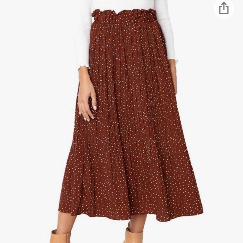 Polka dot brown and white midi skirt, Size M